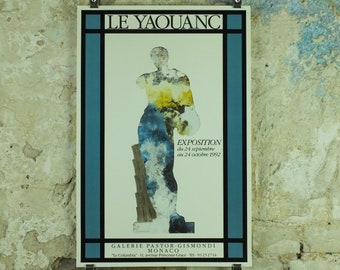 1992 Alain le Yaouanc Exhibition Poster, painter, cartoonist, sculptor, poet, illustrator engraver, artist gallery exhibition wall art 1980s
