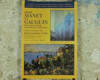 1995 Royal Academy of Arts Poster, From Manet to Gauguin, Monet and Cezanne, impressionists, artist gallery exhibition wall art 1990s