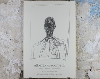 1984 Alberto Giacometti Poster, Head of a Man 1955, amazing condition, Surrealism, Expressionism, Cubism, gallery exhibition wall art 1980s