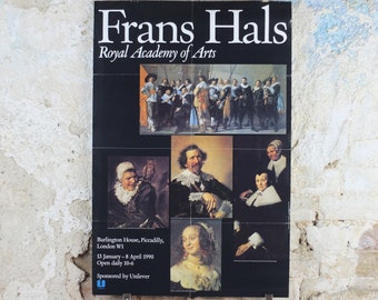 1990 Royal Academy of Arts Poster, Frans Hals the Elder, The Meagre Company, old masters art, gallery exhibition, wall art decor