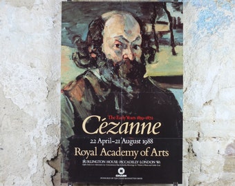 1988 Cezanne Poster, Self Portrait from 1872, Royal Academy of Arts, impressionists, artist gallery exhibition wall art decor