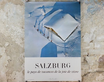 1970s Salzburg Ski Poster, Schlossalm winter sports in the Gastein Valley, Austria Alps travel tourism skiing, wall art decor