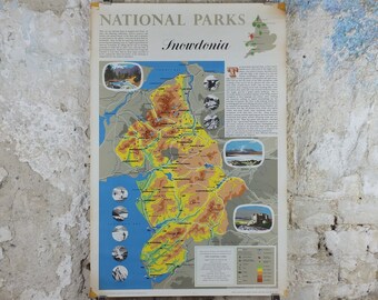 1968 Snowdonia Poster, National Parks, Mt Snowdon, Land of the Eagles, Travel and Tourism, walking trail, wall art decor