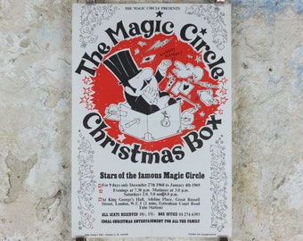 1968 The Magic Circle Christmas Box Poster, The World's Greatest Magicians, King George's Hall, London, wall art decor