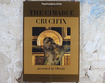 1983 Royal Academy of Arts Poster, Cimabue Crucifix, Italian artist gallery exhibition, wall art decor