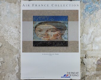 1988 Air France Collection Poster, Je suis la beaute. Paris by Kolar, Modernism, Commemorative Edition, Aviation, tourism vacation wall art