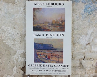 1989 Albert Lebourg and Robert Pichon Poster, coastal seasscape, impressionism, art deco, artist gallery exhibition, wall art decor