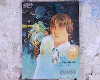 1977 Star Wars Luke Skywalker Poster, by Del Nichols, Coca Cola, Burger Chef, Princess Leia Darth Vader wall art