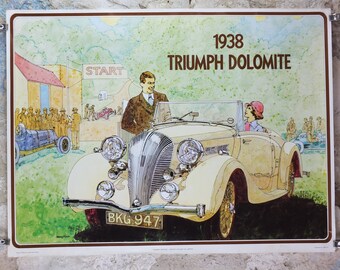 1973 Triumph 1938 Dolomite Poster, from dealer showroom 50 years golden anniversary by Barry Lowe, art deco, sports car, wall art decor