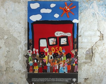 1979 DSB Danske Statsbaner Poster, International Year of the Child, Denmark, Unicef, advertising wall art decor
