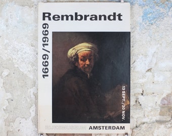 1969 Rembrandt Poster, Self Portrait as the Apostle Paul 1661, Rijksmuseum Amsterdam, artist gallery exhibition, wall art decor