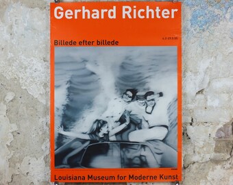 2005 Gerhard Richter Poster, Motorboat from 1965 in orange, Louisiana Copenhagen, photography gallery exhibition, wall art decor