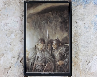 Signed Tolkien Goblins and Orcs Poster, signed by Alan Lee, Lord of the Rings, Gorbag and Shagrat, illustration print wall art decor 1999