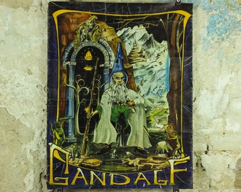Lord of the Rings Gandalf Poster, by D. de S. Pernes in 1969, J.R.R. Tolkien, Middle Earth, Third Age fantasy fiction wall art 1960s