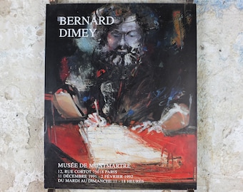 1991 Bernard Dimey Poster, Writing at his desk, Musee de Montmartre, gallery exhibition, wall art decor