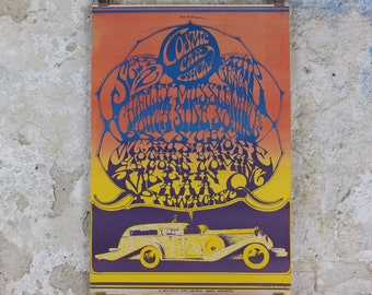 1967 Cosmic Car Show Poster, by Stanley Mouse and Muir Beach in San Francisco, Psychedelic folk rock music, wall art decor