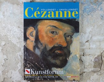 2000 Cezanne Poster, Self portrait with hat, 1885-1886, Kunstforum, Vienna, impressionists, artist gallery exhibition wall art decor