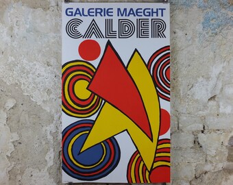 1973 Alexander Calder Poster, The Triangles and Spirals, Galerie Maeght Paris, Innovative Mobiles artist, gallery exhibition, wall art decor