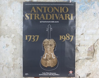 1987 Antonio Stradivari Poster, maker of Violins and other stringed instruments, Music, Cello, Double Bass, classical music wall art decor
