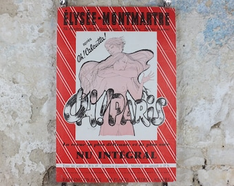 1970s Oh Paris Poster, from Elysee Theatre Montmartre, from the avant garde play Oh! Calcutta! wall art decor