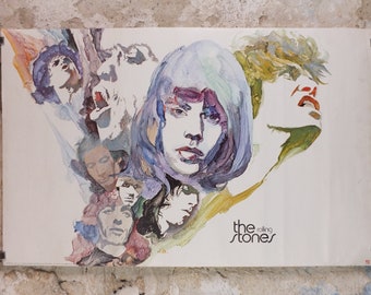1977 Rolling Stones Poster, from Pace Minerva, seventies poster of watercolour, Denmark and Switzerland, rock and roll, music wall art decor