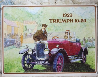 1973 Triumph 1923 10-20 Poster, from dealer showroom 50 years golden anniversary by Barry Lowe, 10/20 motorsport, sports car, wall art decor