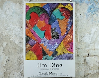 1983 Jim Dine Poster, Heart, Galerie Maeght, amazing condition, Pop Art and Neo Dada, gallery exhibition, wall art decor