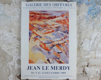 1989 Français Coastal Seascape Poster, Jean Le Merdy, paysage, paysages marins, peintre Français, décor d’art mural