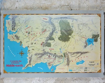 1989 Campaign Map of North West Middle Earth Poster, J.R.R. Tolkien, by Eric Hotz Peter Fenlon, Lord of the Rings, Hobbit, fantasy wall art
