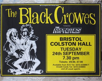 1995 The Black Crowes Concert Poster, Bristol Colston Hall, hard southern blues rock music, musical wall art decor
