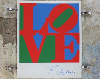 2002 Robert Indiana Poster, LOVE, Red - Blue - Green, Pop Art, Serigraph, Modernism, gallery wall art decor