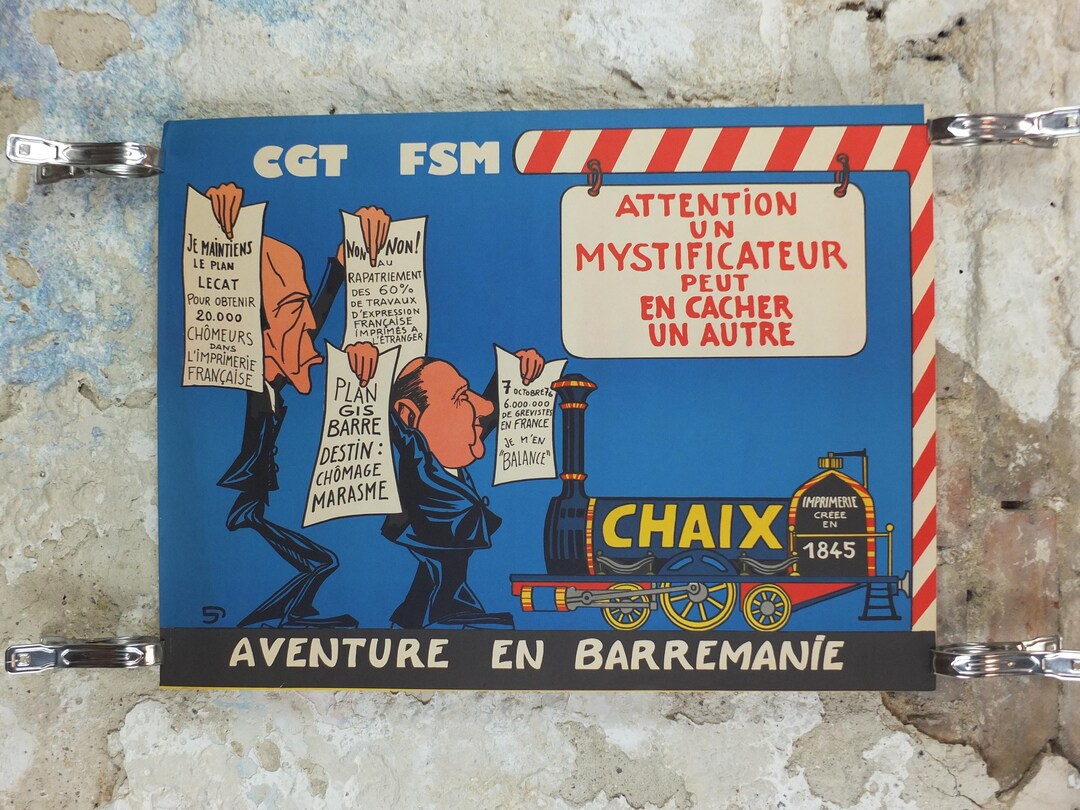 1976 French Labour Unions Poster, Imprimerie Chaix, CGT and FSM ...