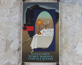 Original Venice Simplon Orient Express Poster, Paris Collection by Fix Masseau, 1985 limited edition of 200, train, art deco, wall art decor