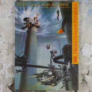 1978 Cartel de 20000 Ligas de Viaje Submarino, Julio Verne, Viajes Extraordinarios, Centro Georges Pompidou, futura decoración de arte mural