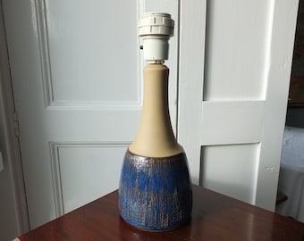 1960s Søholm Blue Lines Danish Lamp, Stentoj Bornholm, 1040, Scandinavian Design, lighting, earthy pottery ceramic, table or desk lamp