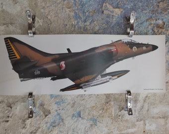 Original Vintage Poster McDonnell Douglas A-4S Skyhawk by Chris Davey military air force airplane aeroplane  wall art 1980s