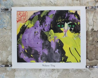 1989 Walasse Ting Poster, Purple Cat, colourful popular figuratism, pop art, gallery, wall art decor