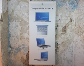 2003 Apple The Year of the Notebook Poster, Think Different, Original from dealership, Powerbook G4 computer technology retro wall art decor