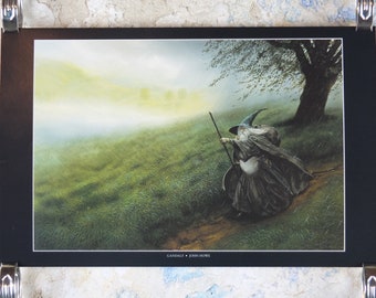 1999 Tolkien Gandalf Poster, The Fellowship of the Ring, by John Howe, Middle Earth, Lord of the Rings, print wall art decor