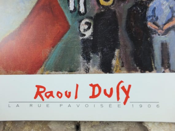 1988 Raoul Dufy Poster, La Rue Pavoisee 1906, Fauvism, Cubism and
