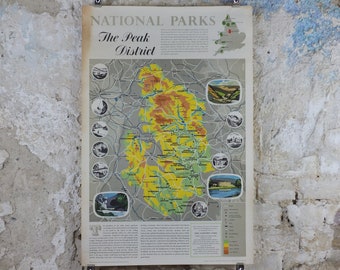 1968 Peak District Poster, National Parks, Pennines, Bakewell, Pennine Hills, Travel and Tourism, walking trail, wall art decor