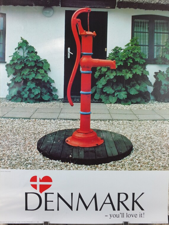 1970s Denmark Travel Poster, Denmark - You'll Love It, Old