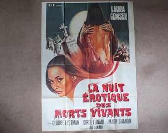 Original Vintage French Movie Poster Erotic Night of the Living Dead 1980 wall art affiche de film Horror Zombie Laura Gemser Joe D'Amato