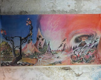 1969 Lord of the Rings Wilderness Poster, by Barbara Remington BRem, J.R.R. Tolkien, Middle Earth, Ballantine fantasy fiction wall art decor