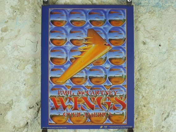 1976 Paul Mccartney Wings Poster, Wings Over America, Beatles, by