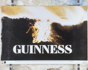 2001 Vintage Guinness Poster, Surfer, Guinness Wave, advertising ale Irish stout beer, wall art retro decor