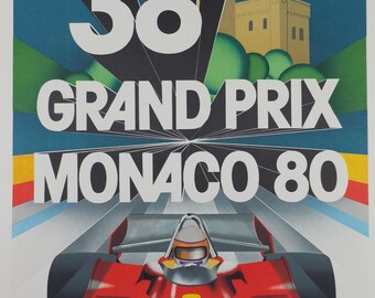 Affiche Originale Grand Prix Monaco 1980 – F1 – 87x60 Cm – Grognet