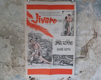 Original Vintage Movie Poster Jivaro 1954 1950s battle action love romance amazon tribe wall art US one sheet cinema film memorabilia