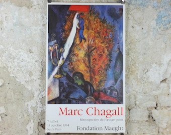 1984 Marc Chagall Poster, The Tree of Life 1948, L'Arbre de vie, Cubism and Expressionism, gallery exhibition, wall art decor