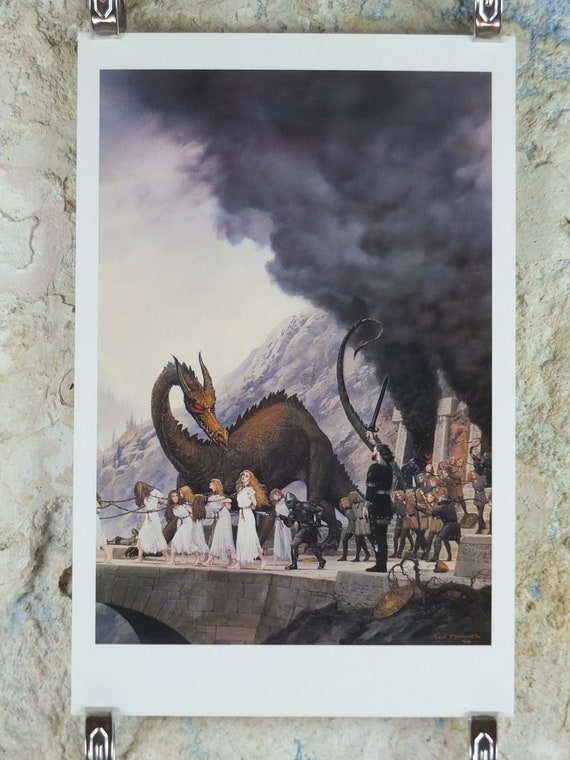 1998 Tolkien Silmarillion Poster, the Sack of Nargothrond, by Ted